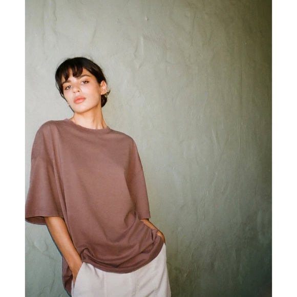 Zara Washed Effect T-shirt Tee in Brown Marl